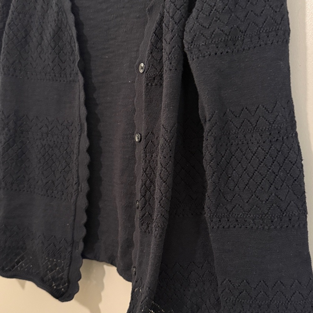 Frye Women's Cardigan Sweater Sz M Black Long Sleeve Button Down Knit Old Money - Picture 3 of 5